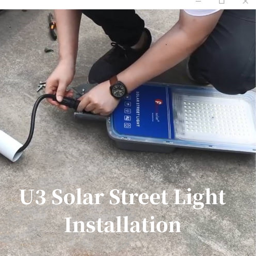 Instalação de iluminação pública solar U3 em dois tipos de suportes