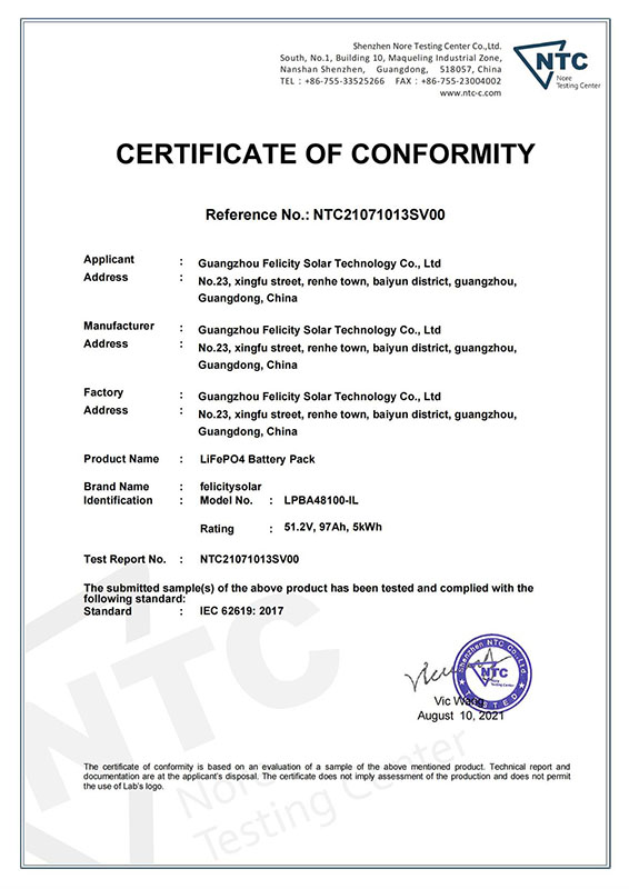 LPBA48100-IL, CERTIFICAÇÃO IEC